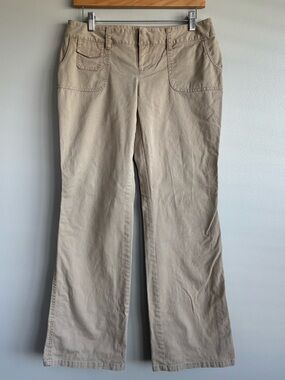 London Jean by VS The Kate Fit Chino Stretch Khaki Low Rise Flare Pants Womens 6